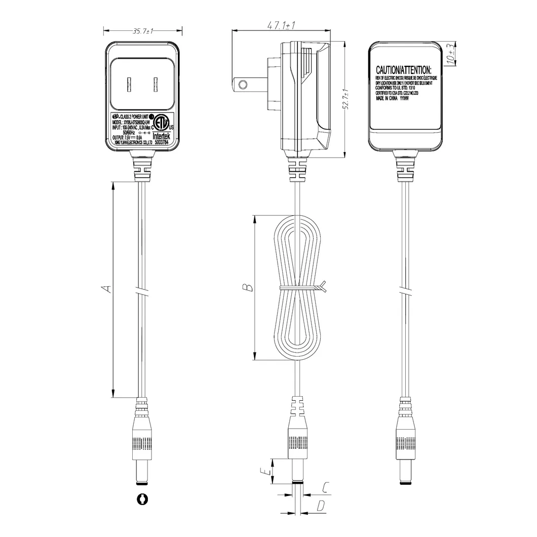 12V 1.0A Power Adapter with ETL FCC Cec VI for LED Strip Lighting for USA Market