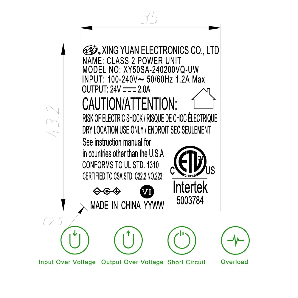 AC Adapter 12V 4A ETL Approval