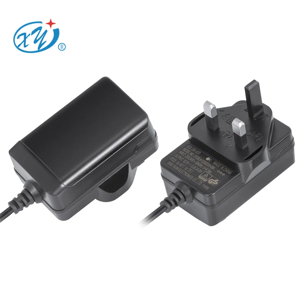AC DC Adapter PF 0.7 Ukca Certificate 24W UK Plug 12V 24V 1A 2A 24W