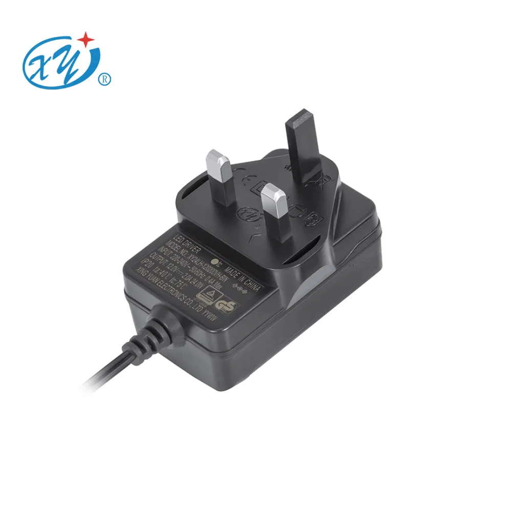 AC DC Adapter PF 0.7 Ukca Certificate 24W UK Plug 12V 24V 1A 2A 24W