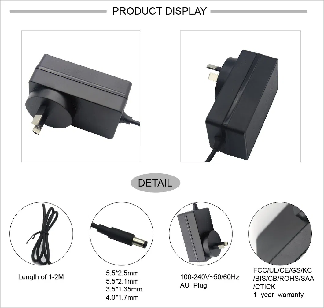 Approved 12V 2A 24W Power Supply Plug Power Adapters Laptop Multifunction Charger AC DC Adapter with Ukca CE ERP RoHS 3c UL FCC Kc Bis PSE SAA