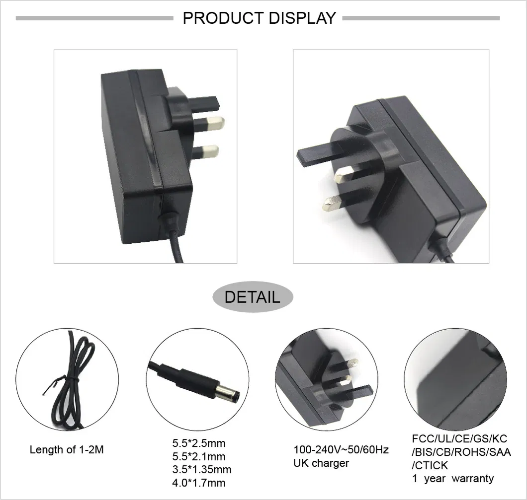 Approved 12V 2A 24W Power Supply Plug Power Adapters Laptop Multifunction Charger AC DC Adapter with Ukca CE ERP RoHS 3c UL FCC Kc Bis PSE SAA