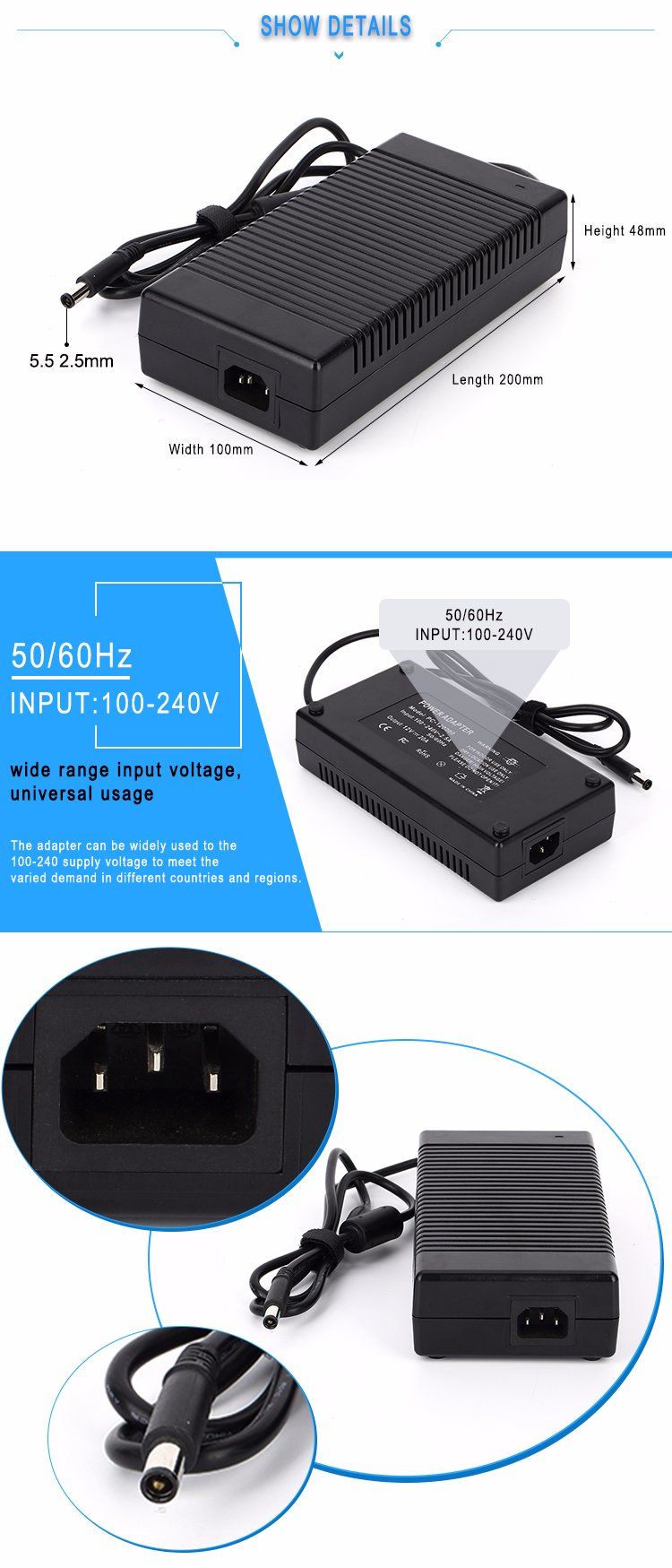 DOE Level VI standard UL approval 12V 15A 150W LED switching power supply