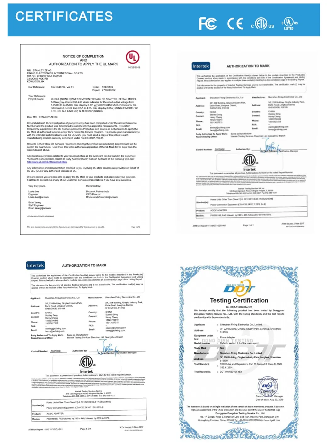 Free Sample OEM Universal EU Au Us UK Plug 24W/5V 9V 12V 24V AC DC Switching Power Adapter with UL CE FCC