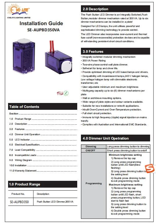 Hot Selling Standard Australia Dimmer LED Dimmer Rotation Dimmer for LED Downlight