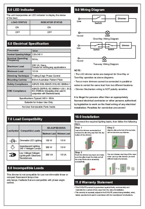 Hot Selling Standard Australia Dimmer LED Dimmer Rotation Dimmer for LED Downlight