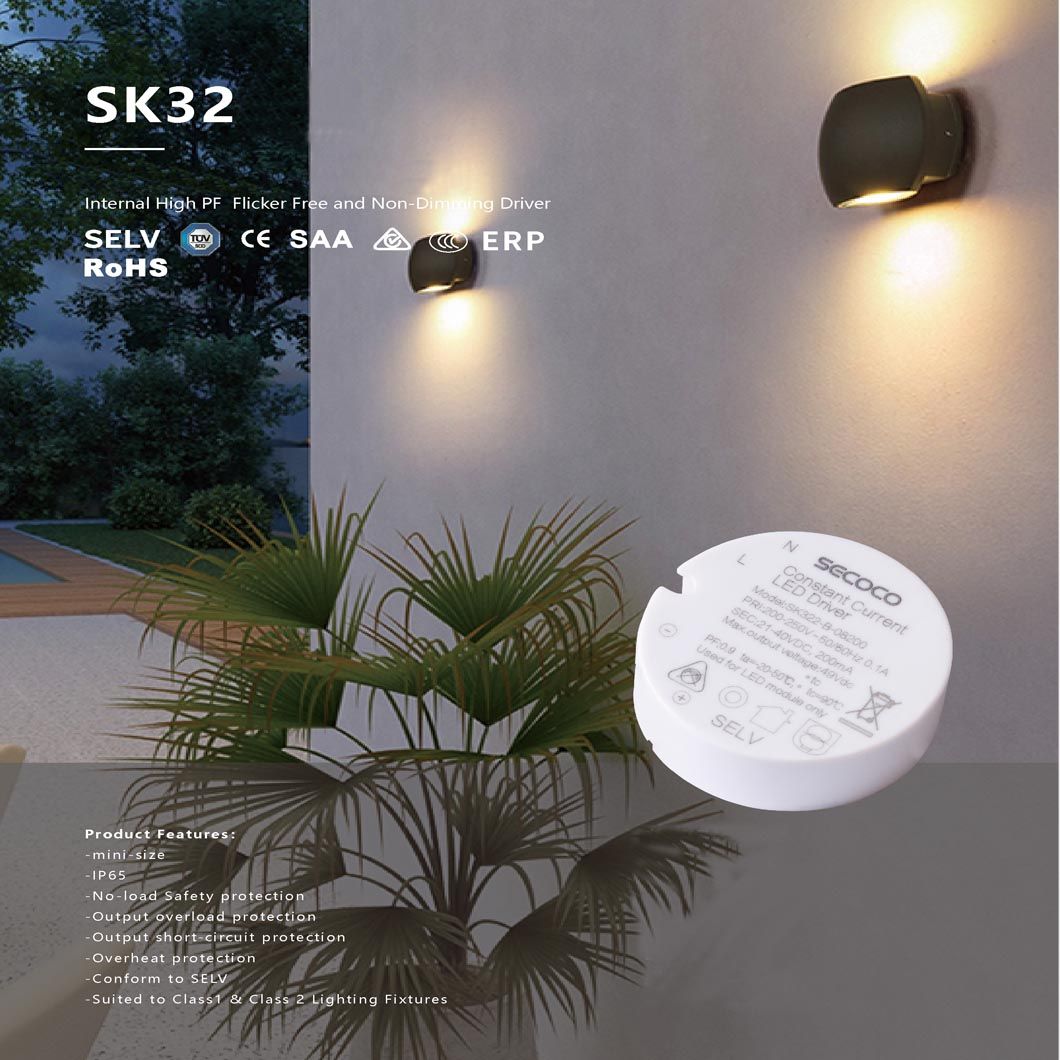 Internal High PF Flicker Free and Non-Dimming LED Driver Sk322 with CE RoHS Selv TUV SAA