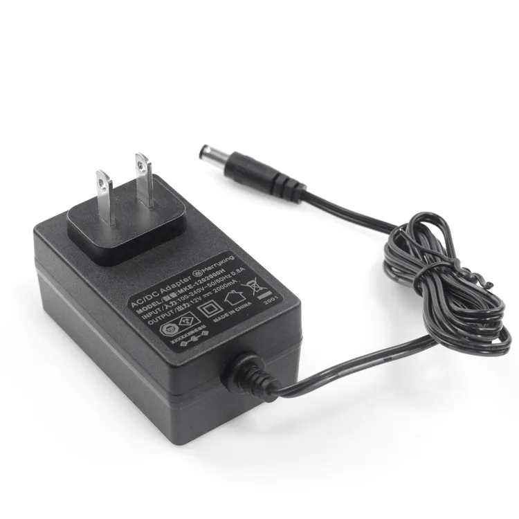 Kc CE FCC PSE UL 12V 2A 24W Power Supply AC DC Japan Plug Universal Charger Wallmount Power Adapter with DC Cable