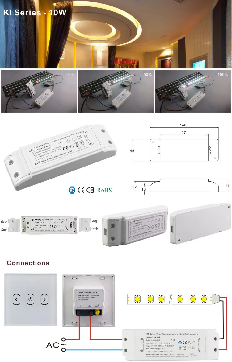 Ki-20500-Td LED Power Supply 500mA 10W Triac Dimmable for Downlight
