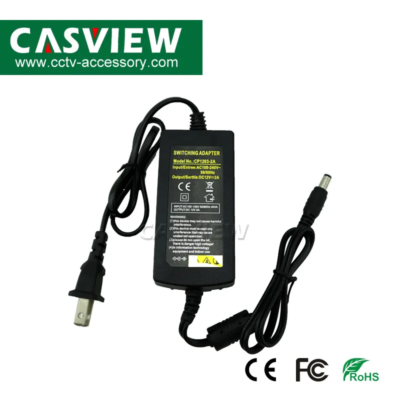Power Supply 12V 2A 24W for CCTV System Good Quality Fully 2A Dual Cable Plug in European or Us Plug Optional 2year Warranty
