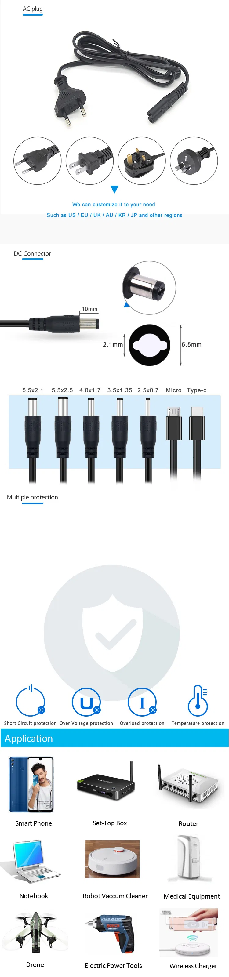Power Supply AC DC 24V 1A 24W Power Adapter 100 240V 50 60 Hz