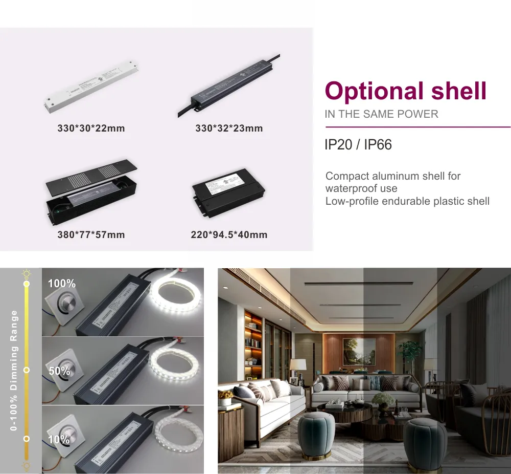 Triac 0-10V 1-10V Switch Power 30W 60W 100W 200W 300W 360W 400W LED Power Supply